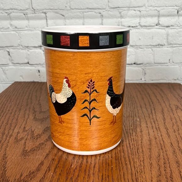Sakura Warren Kimble Country Quartet Rooster ceramic utensil holder EUC - Picture 1 of 4
